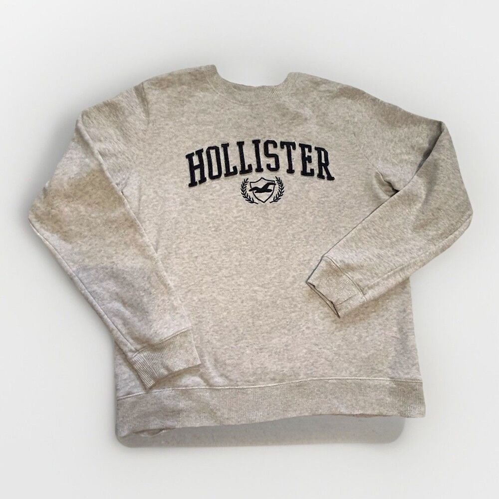 Hollister Sweatshirt Womens M Pullover Crewneck Spell Out Grey‎